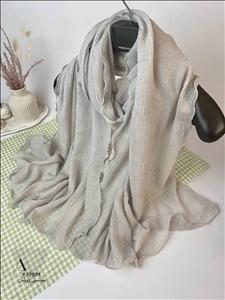 شال نخی پلیسه موجی زارا حاشیه دالبر عروسکی طوسی روشن