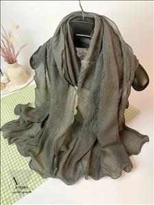 شال نخی پلیسه موجی زارا حاشیه دالبر عروسکی طوسی موشی