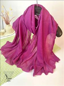 شال نخی پلیسه موجی زارا حاشیه دالبر عروسکی ارغوانی