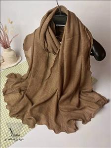 شال نخی پلیسه موجی زارا حاشیه دالبر عروسکی قهوه ای نسکافه ای