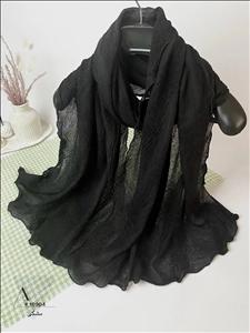 شال نخی پلیسه موجی زارا حاشیه دالبر عروسکی مشکی