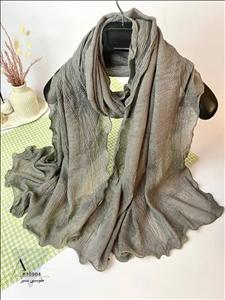 شال نخی پلیسه موجی زارا حاشیه دالبر عروسکی طوسی سبز