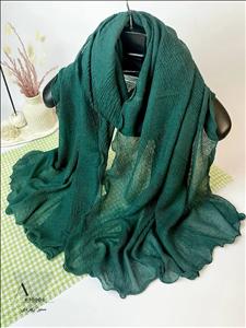شال نخی پلیسه موجی زارا حاشیه دالبر عروسکی سبز زمردی