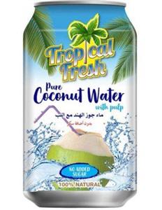 آب نارگیل طبیعی بدون شکر با پالپ نارگیل یونیکای 310 میل Unikai Tropical Fresh Coconut Water With Pulp
