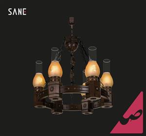 لوستر آویز چوبی مدل روستیک کد 6-206