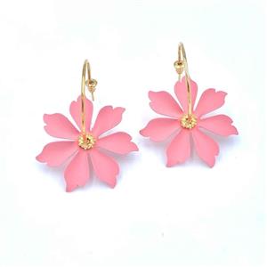 گوشواره سیلیکونی گل صورتی کد 00065111