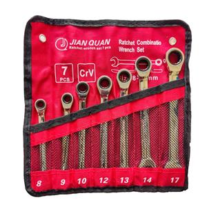 آچار یکسر تخت و یکسر رینگی جغجغه ای جیان کوان مدل RATCHET COMBINATIO WRENCH SET 07 مجموعه 7 عددی