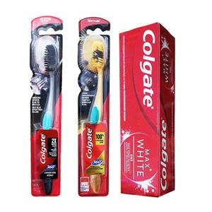خمیر دندان کلگیت مدل Optic حجم 75 میلی لیتر به همراه مسواک کلگیت مدل G - 360 با برس متوسط بسته 2 عددی