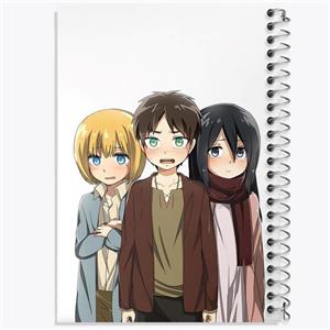 دفتر لیست خرید 50 برگ خندالو طرح ارن و میکاسا و ارمین انیمه اتک آن تایتان Attack on Titan کد 11030