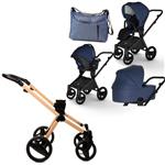 ست کالسکه نوزاد اینوکتوس invictus v-pram مدل Blue Lagoon  با فریم Light Wood