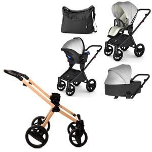 ست کالسکه نوزاد اینوکتوس invictus v-pram مدل Bianco  با فریم Light Wood 