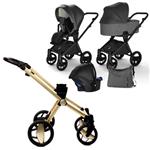 ست کالسکه نوزاد اینوکتوس invictus v-pram مدل Black Pearl با فریم Gold