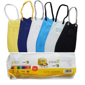 ماسک تنفسی کودک فست مدل 3 بعدی مدادرنگی پسرانه پنج لایه بسته 24 عددی