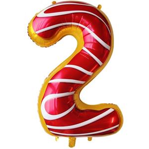 بادکنک فویلی مدل عدد دو 2 شیرینی دونات کد DB20