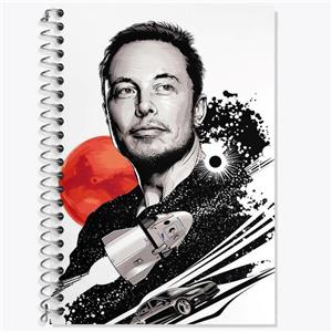 دفتر زبان 50 برگ خندالو مدل دو خط طرح ایلان ماسک Elon Musk کد 10917