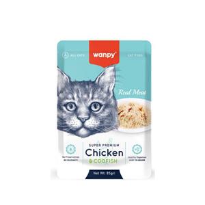 پوچ گربه ونپی با طعم مرغ و ماهی کاد Wanpy Pouch With Chicken & Codfish