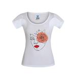 تی شرت آستین کوتاه زنانه تاپیک مدل ضدتعریق طرح چهره و گلبرگ