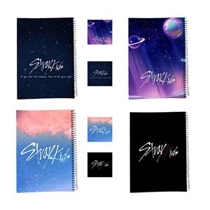 دفتر مشق 100 برگ طرح گروه موسیقی استری کیدز کد Stray Kids به همراه برچسب مجموعه 8 عددی