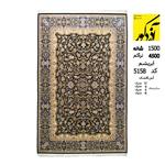 فرش ماشینی آذردکور کلکسیون الماس کویر نخ ابریشم 1500شانه،4500تراکم آبی افشان کد 5158