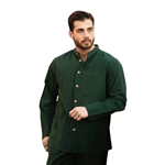 پیراهن الیافی مردانه مدل تمام دکمه رنگ سبز یشمی کد 861