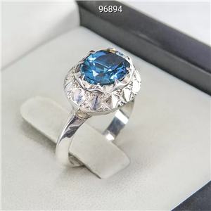 انگشتر زنانه نقره توپاز لندن الماس تراش دست ساز ظریف کد 96894 