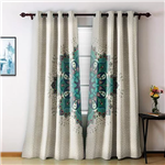 پرده چاپی طرح تک گل فیروزه ای مدلcurtain654 - 