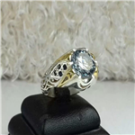 انگشتر موزونایت سفید الماس روسی با رکاب نقره دو رنگ دارای مخراج - 