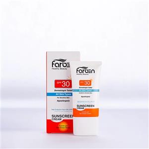 کرم ضد آفتاب بدون رنگ فاربن SPF 30 مدل Hypoallergenic ‌مناسب انواع پوست حجم 50 میلی‌لیتر