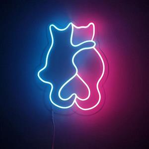 تابلو نئون فلکسی طرح گربه های عاشق