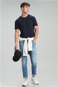 شلوار مردانه جین دی اسمارت اسلیم فیت آبی لوفیان Lufian