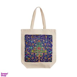 ساک خرید ترمه طراحان ایده مدل کاشی گل و مرغ کد trm515 - L