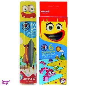 مداد رنگی 12 رنگ آریا مدل 567 به همراه آبرنگ 6 رنگ آریا مدل 76