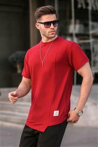 تی شرت مردانه با برش نامتقارن Claret Red Regular Fit 6072 مدمکست Madmext