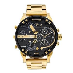 ساعت دیزل هفت موتوره طلایی صفحه مشکی مردانه کد 186