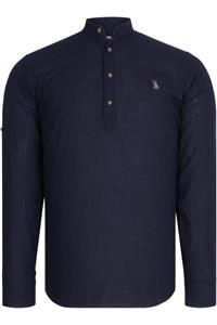 پیراهن مردانه یقه غالب G783  - آبی ساده نیروی دریایی دوبری Dewberry