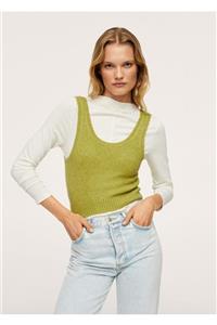 تاپ بافتنی سبز جنگلی زنانه مانگو MANGO