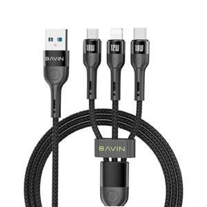 کابل شارژ USB به USB-C / microUSB / لایتنینگ باوین مدل Cb-236-3IN1 طول 1 متر