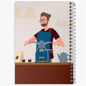 دفتر شطرنجی 50 برگ خندالو طرح باریستا کافه چی کد 28133