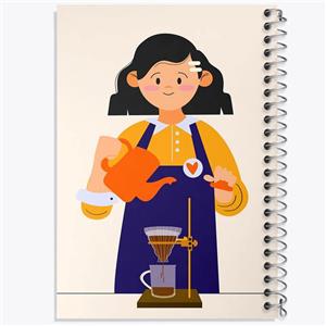 دفتر شطرنجی 50 برگ خندالو طرح باریستا کافه چی کد 28137