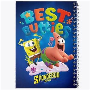 دفتر شطرنجی 50 برگ خندالو طرح پاتریک و باب اسفنجی کد 4749