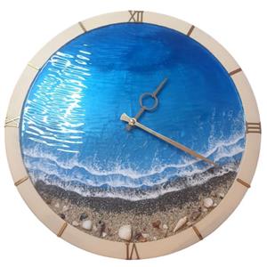 ساعت دیواری رزینی طرح ساحل و دریا کد 2