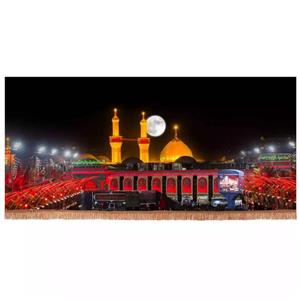 پرچم خدمتگزاران مدل کتیبه محرم طرح حرم امام حسین علیه السلام و بین الحرمین کد 40002943