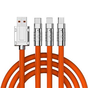 کابل تبدیل USB به micro USB/لایتنینگ/USB-C پسنجر لاین مدل 3in1 ZINC ALLOY 120W طول 1.2 متر