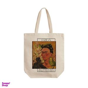 ساک خرید ترمه طراحان ایده مدل خودنگار با میمون و طوطی از فریدا کد art0129 - L
