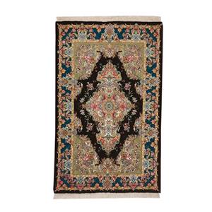 فرش دستبافت یک و نیم متری طرح گل ابریشم بافت تبریز کد NKP.F.1/2