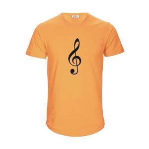 تی شرت آستین کوتاه زنانه مدل t207 طرح موسیقی رنگ نارنجی 