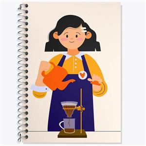 دفتر زبان 50 برگ خندالو مدل دو خط طرح باریستا کافه چی کد 28137