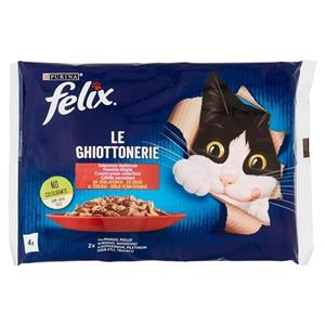 پوچ گربه فلیکس مدل میکس گوشت گاو و مرغ وزن 340 گرم مجموعه 4 عددی