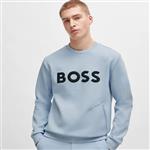 تی شرت پنبه ای مردانه آبی هوگو باس مدل COTTON-BLEND SWEATSHIRT WITH 3D