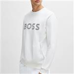 تی شرت پنبه ای مردانه سفید هوگو باس مدل COTTON-BLEND SWEATSHIRT WITH 3D